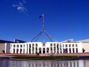 Photograph of Australia's Parliament House in Canberra.