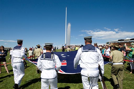 Photograph of the Flag raising ceremony - Australia Day 2011